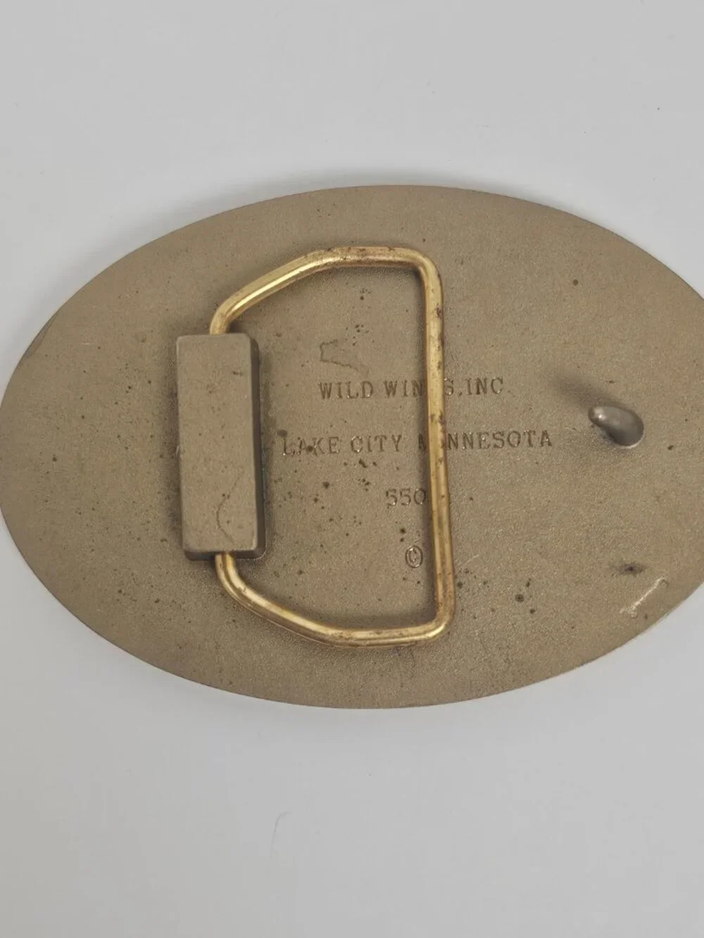 Owen Gromme Designed Three Wood Ducks Over Marsh 1980's Brass Tone Belt Buckle